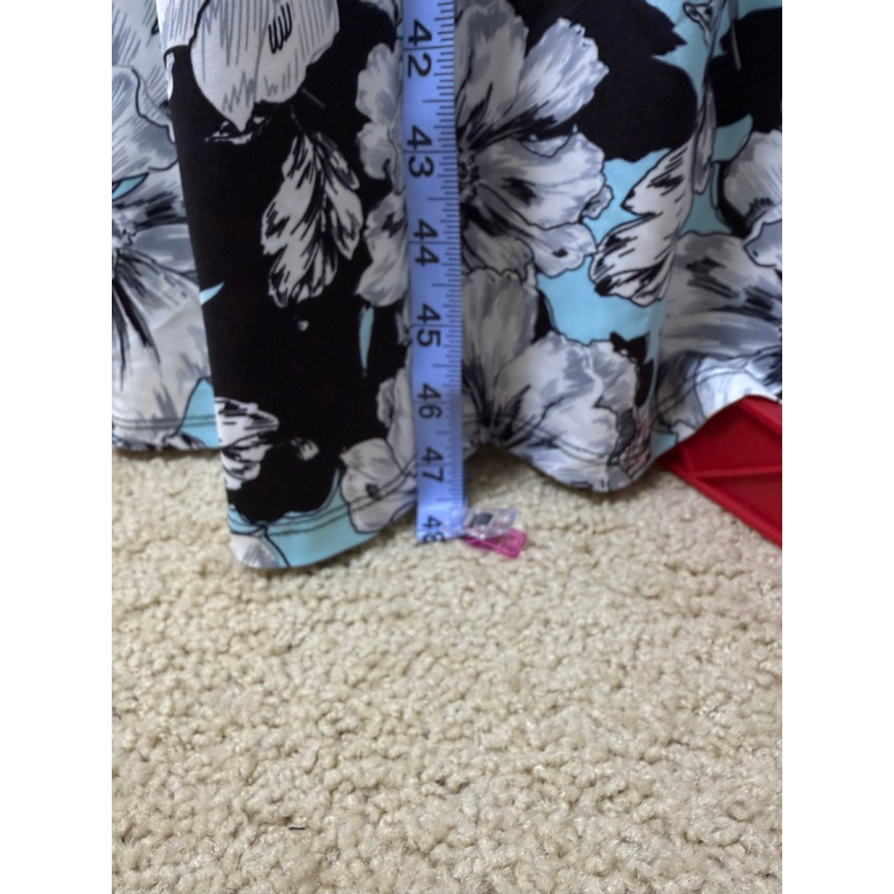 NWT Women's Nina Leonard Blue Black White Floral Sleeveless Maxi Dress XL - Picture 9 of 10